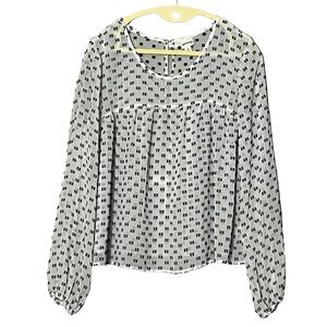 Merona Women’s White Sheer Pattern Chiffon Puff Sleeve Blouse